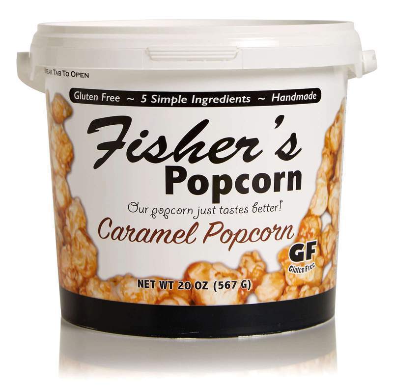 Fisher’s popcorn classic plastic tub caramel popcorn