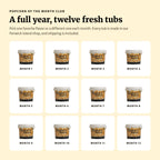 Twelve months of Fisher's Popcorn: one fresh tub delivered each month, made in Fenwick Island, shipping included