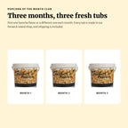 Three months of Fisher's Popcorn: one fresh tub delivered each month, made in Fenwick Island, shipping included