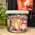 Fisher's Popcorn XXL tub in the limited-edition Christmas print — everyday XXL orders currently ship in this festive tub.